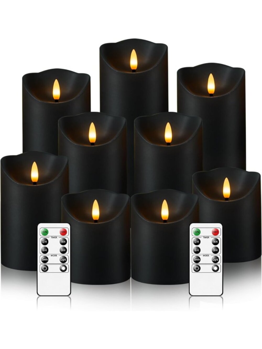 Flickering LED Flameless Candles Set of 9 with Remote & Timer - Battery Operated